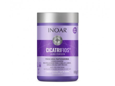 INOAR CicatriFios Perfect Blond Mask - plaukų kaukė šviesiems plaukams, 800 ml