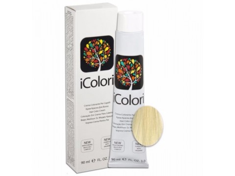 iCOLORI  plaukų dažai su argininu, aliejų kompleksu, sumažintu amoniako kiekiu profesionaliam naudojimui (90 ml) Nr. 12 Natur Blond super extra platino 