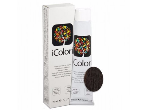 iCOLORI  plaukų dažai su argininu, aliejų kompleksu, sumažintu amoniako kiekiu profesionaliam naudojimui (90 ml) Nr. 4.4 CASTANO RAME