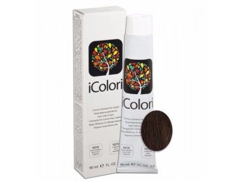 iCOLORI  plaukų dažai su argininu, aliejų kompleksu, sumažintu amoniako kiekiu profesionaliam naudojimui (90 ml) Nr. 5.8 CASTANO CHIARO CIOCCOLATO