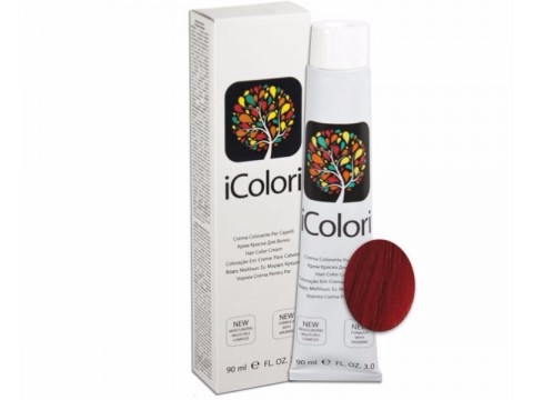 iCOLORI  plaukų dažai su argininu, aliejų kompleksu, sumažintu amoniako kiekiu profesionaliam naudojimui (90 ml) Nr. 6.666 BIONDO SCURO ROSSO EXTRA INTENSO