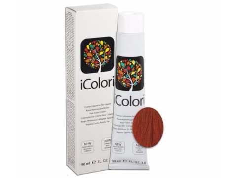 iCOLORI  plaukų dažai su argininu, aliejų kompleksu, sumažintu amoniako kiekiu profesionaliam naudojimui (90 ml) Nr. 7.44 BIONDO RAME EXTRA INTENSO