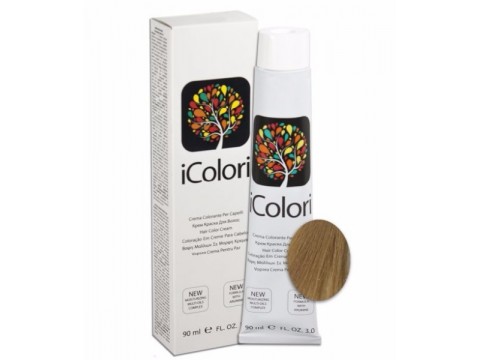 iCOLORI  plaukų dažai su argininu, aliejų kompleksu, sumažintu amoniako kiekiu profesionaliam naudojimui (90 ml) Nr. 8.03 BIONDO CHIARO NATURALE CALDO​ 