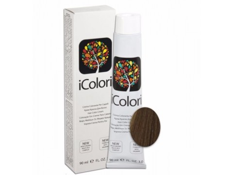 iCOLORI  plaukų dažai su argininu, aliejų kompleksu, sumažintu amoniako kiekiu profesionaliam naudojimui (90 ml) Nr. 8.32 BIONDO CHIARO BEIGE