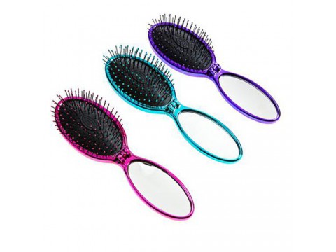 WETBRUSH POP&GO METALLIC SULENKIAMAS PLAUKŲ ŠEPETYS SU VEIDRODĖLIU Violetinė spalva