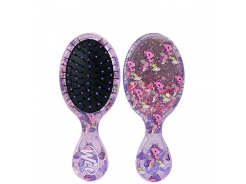 WETBRUSH RETAIL MINI DETANGLER UNICORN GLITTER MAŽAS PLAUKŲ ŠEPETYS SU BLIZGUČIAIS VIDUJE