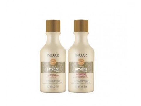 INOAR Absolut Daymoist TRAVEL SIZE priemonių rinkinys chemiškai pažeistiems plaukams 2x60 ml