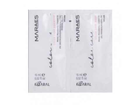 KAARAL MARAES COLOR CARE mėginukas. Šampūnas ir kaukė dažytų, chemiškai paveiktų bei pažeistų plaukų priežiūrai (100% VEGAN), 2x15 ml